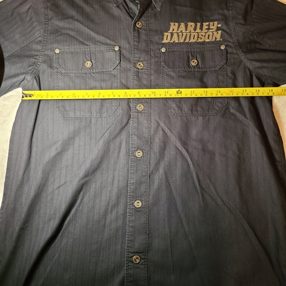 Harley Davidson Mens Small Button Up Shirt Pinstripes - Picture 11 of 14